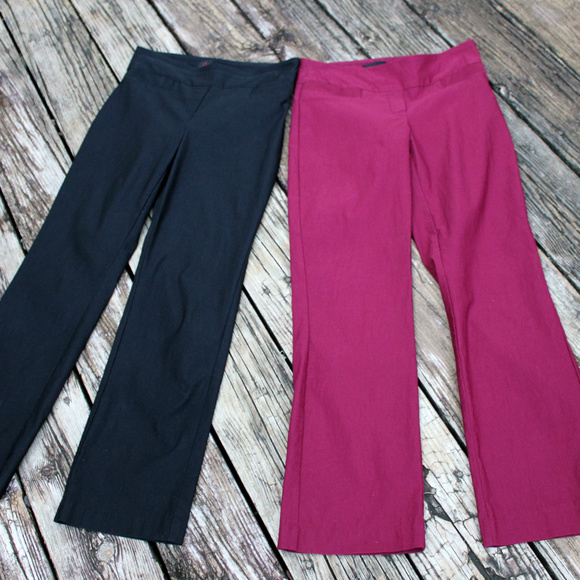 2 Pairs: Petite Red & Black Stretch Boot Cut Pant - Picture 2 of 8